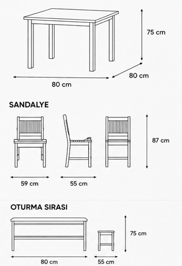 Hattuşa Ahşap Bahçe Masa Sandalye Takımı