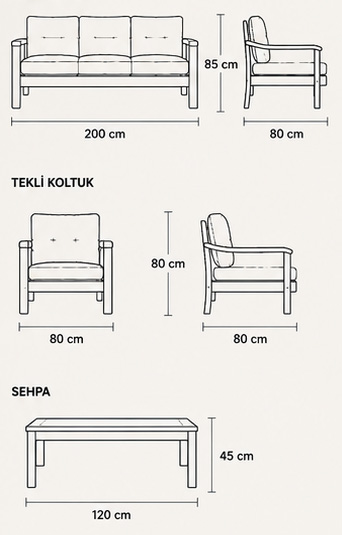 Milas Ahşap Bahçe Oturma Grubu