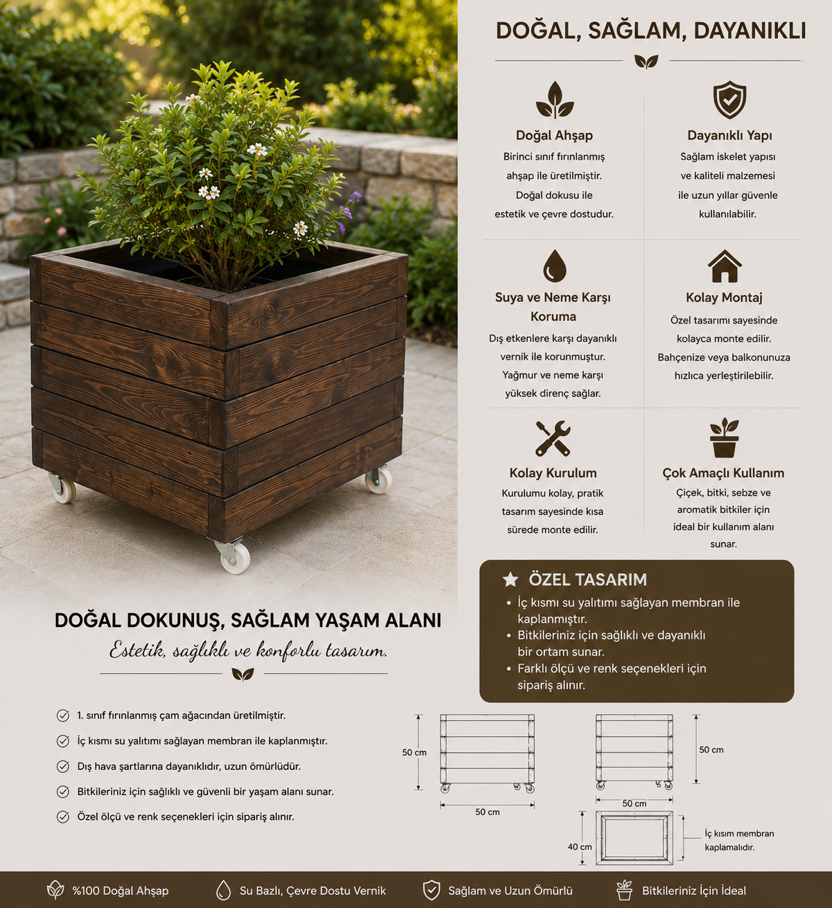 Ahşap Saksı 03