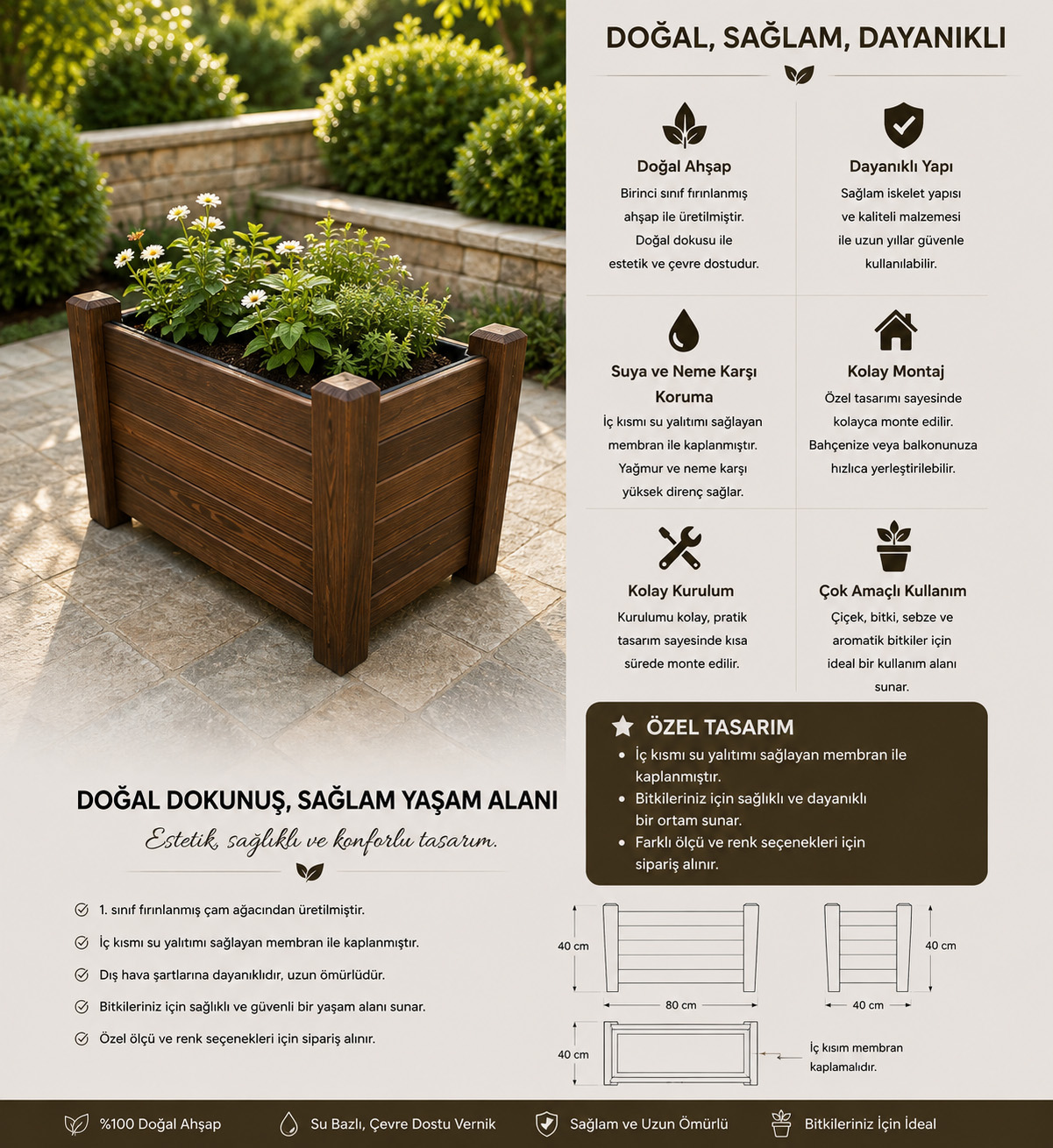 Ahşap Saksı 08