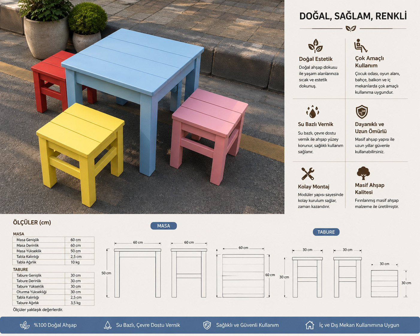 Ahşap Tabure 03